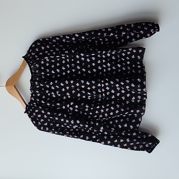 Gap Neon Floral Print Tiered Gathered Blouse Top - Picture 8 of 8